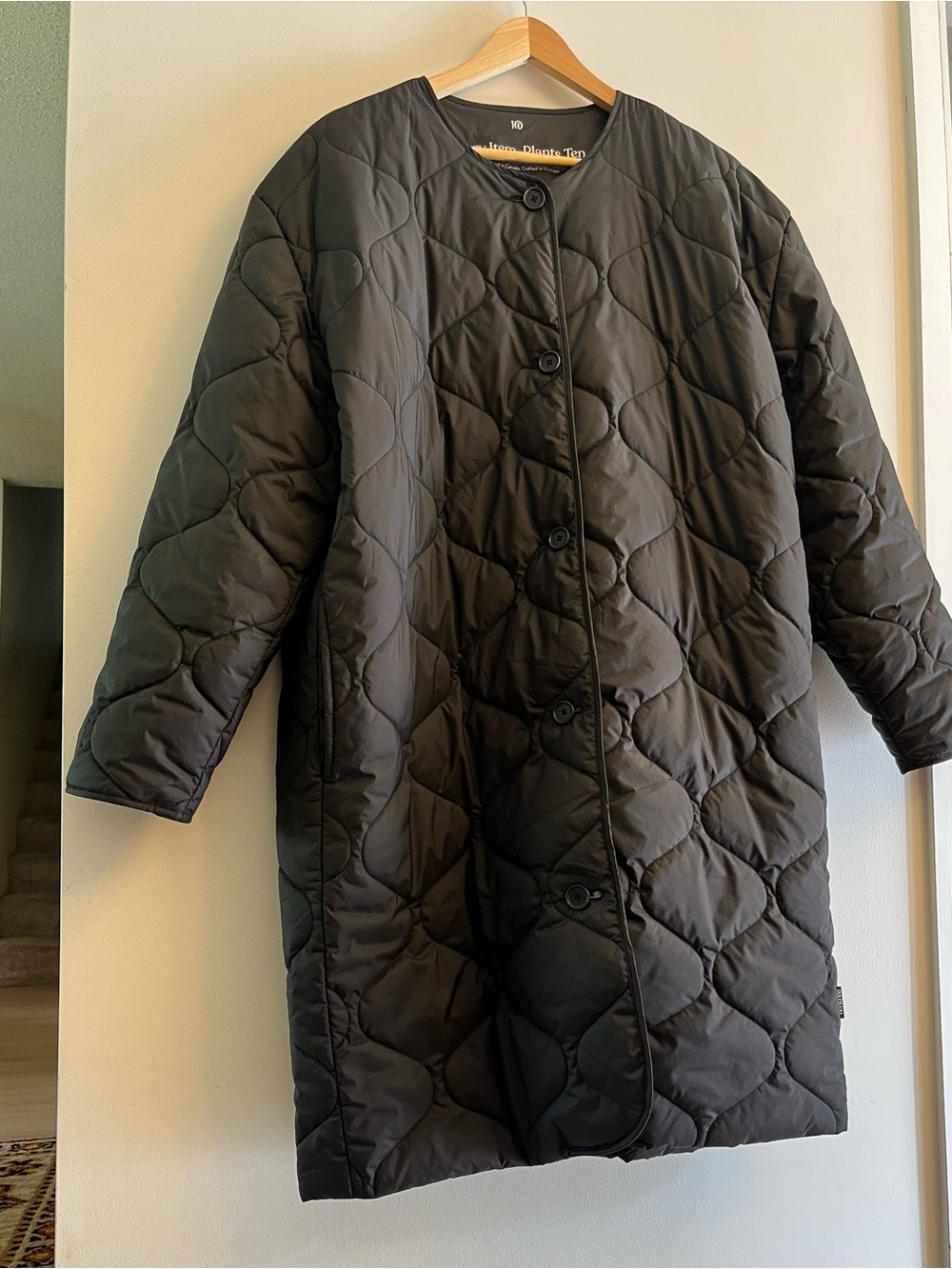 tentree Quilted Long Jacket Black Primaloft Insulated Size Large